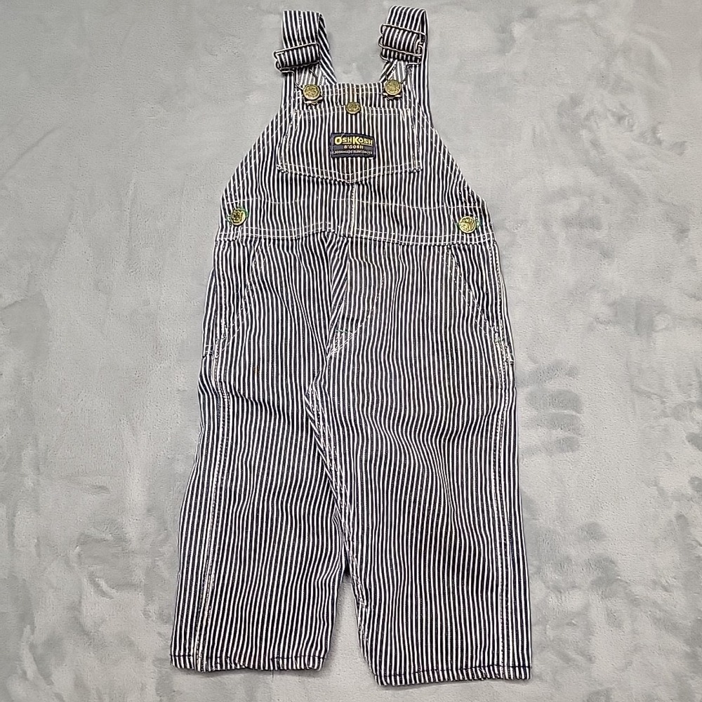 VTG OshKosh B'gosh Overalls Boys  Hickory Stripe Vestbak Made In USA size 2?